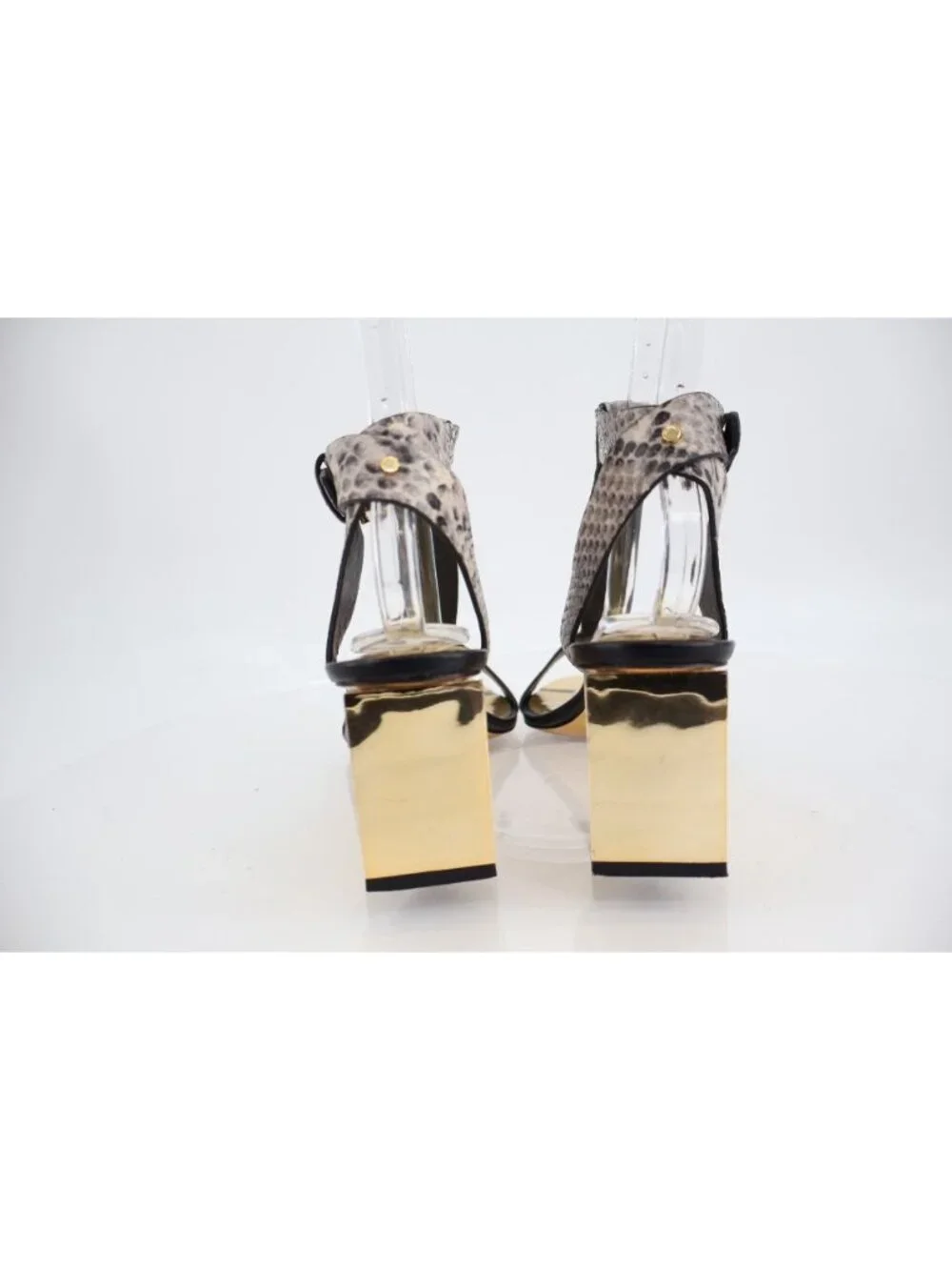 Ted Baker Sandals Women Size 8 38 Triangle Heel Snakes print Leather Slingback